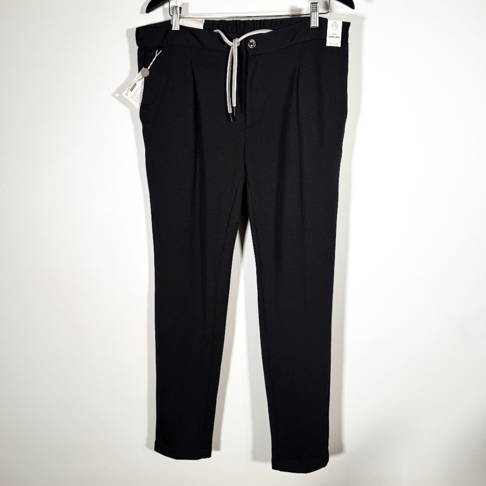 AT.P.CO - Berlino Knit Trousers Black Elastic Waist Drawstring - Size Large NWT